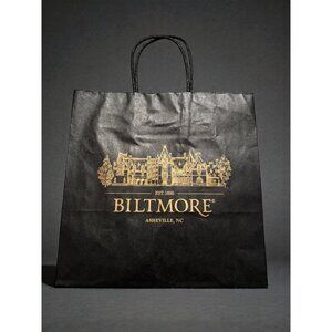 Biltmore Black Paper Gift Bag With Goldl Logo & Handles Reusable